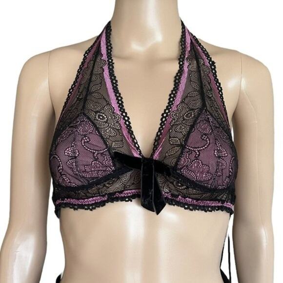 Fredericks Hollywood Lace Halter Bra, M - Picture 1 of 3